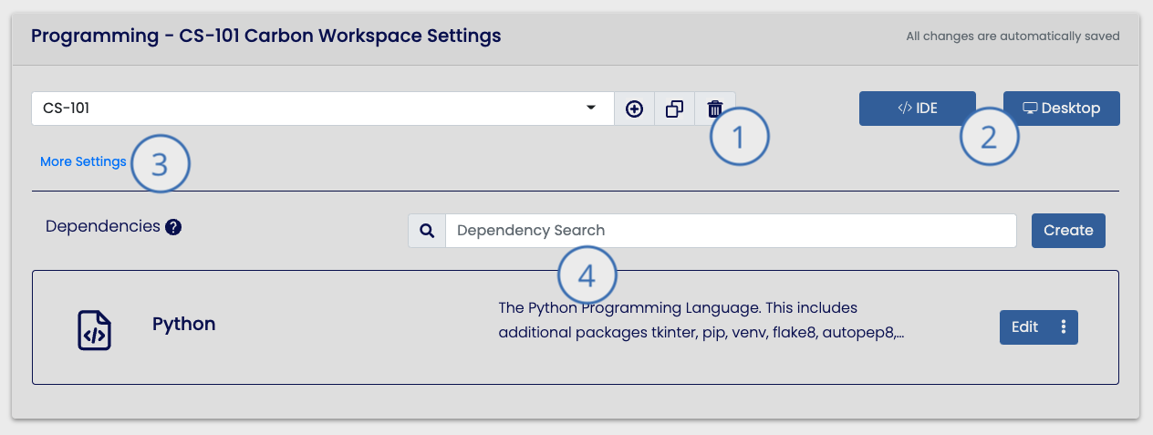 Configuration selection menu