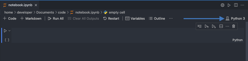 vs code jupyter notebook code cell create