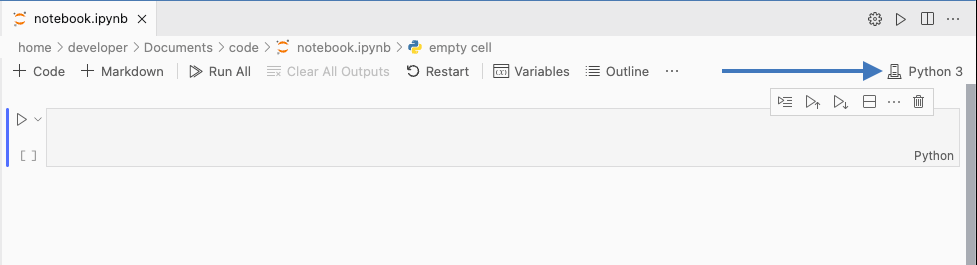 vs code jupyter notebook code cell create