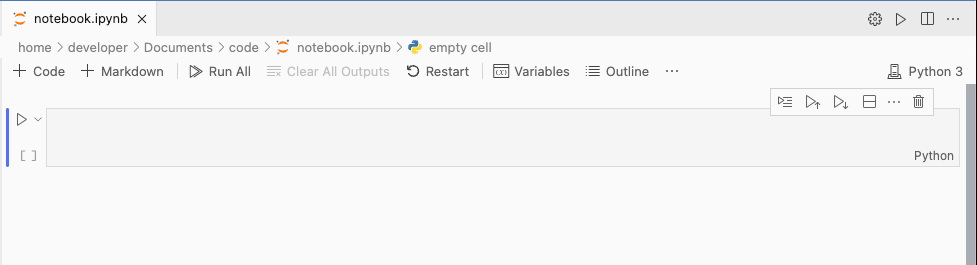 vs code jupyter notebook code cell create