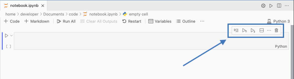 vs code jupyter notebook code cell option menu