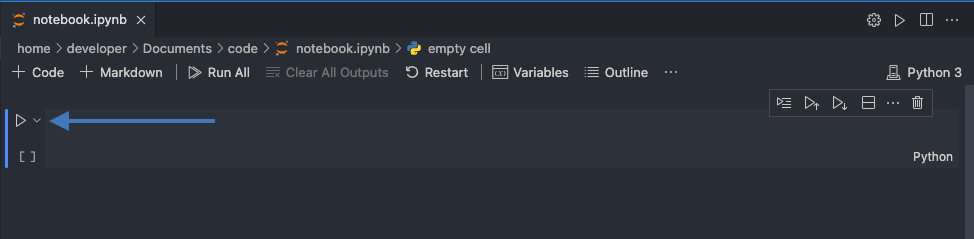 vs code jupyter notebook run code cell